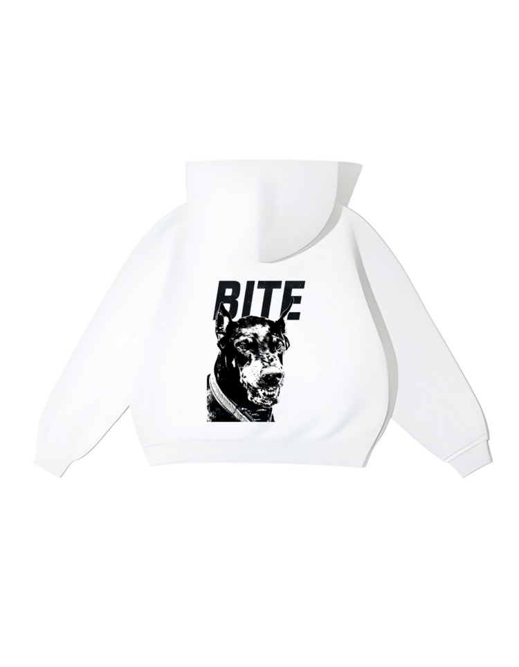 Bite Doberman Beyaz Oversize Hoodie